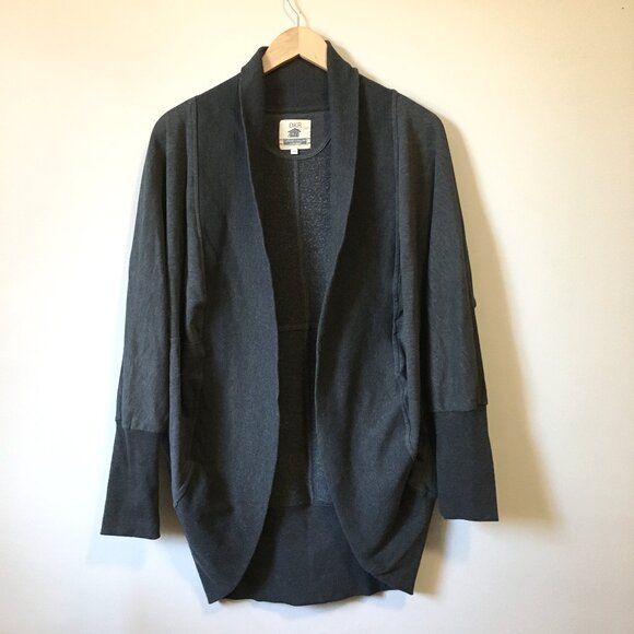 DKR Charcoal Grey Cocoon Cotton Blend Open Cardigan - Picture 1 of 14
